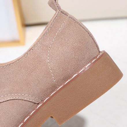 Low-Heel Suede Derby Work Shoes