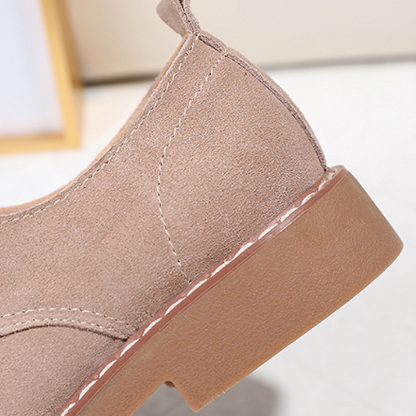 Low-Heel Suede Derby Work Shoes