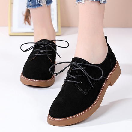 Low-Heel Suede Derby Work Shoes