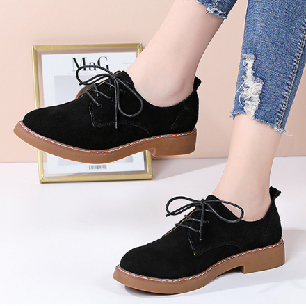 Low-Heel Suede Derby Work Shoes