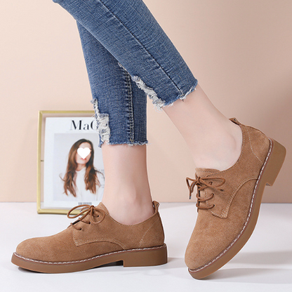 Low-Heel Suede Derby Work Shoes