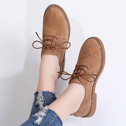 Low-Heel Suede Derby Work Shoes