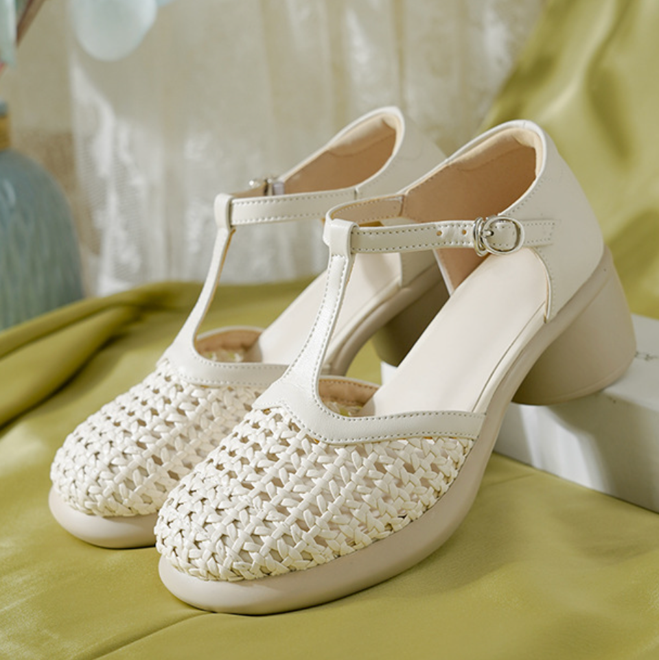 Woven T-Bar Mary Janes Shoes