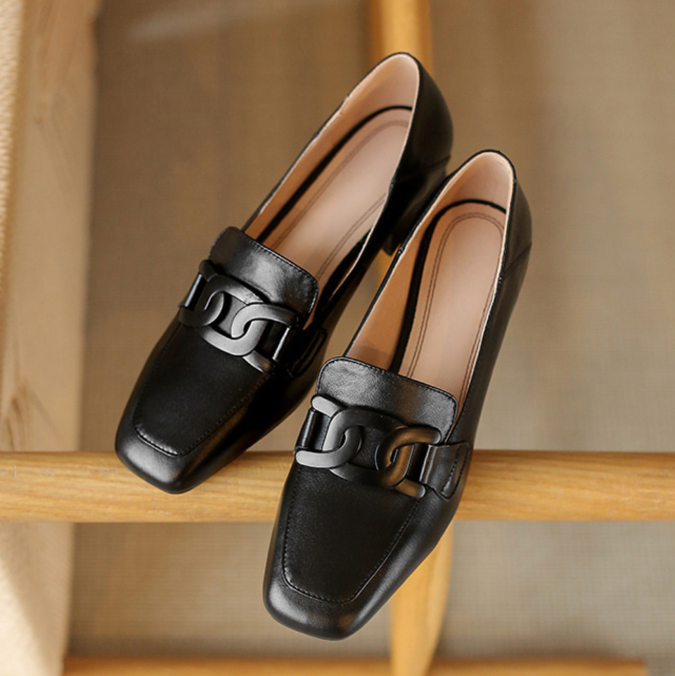 Mid-Heel Chain Loafers