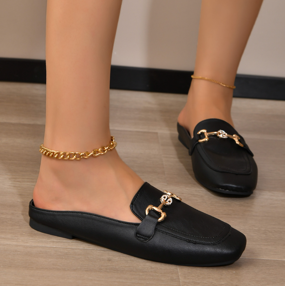 Diamond Ring Buckle Loafers