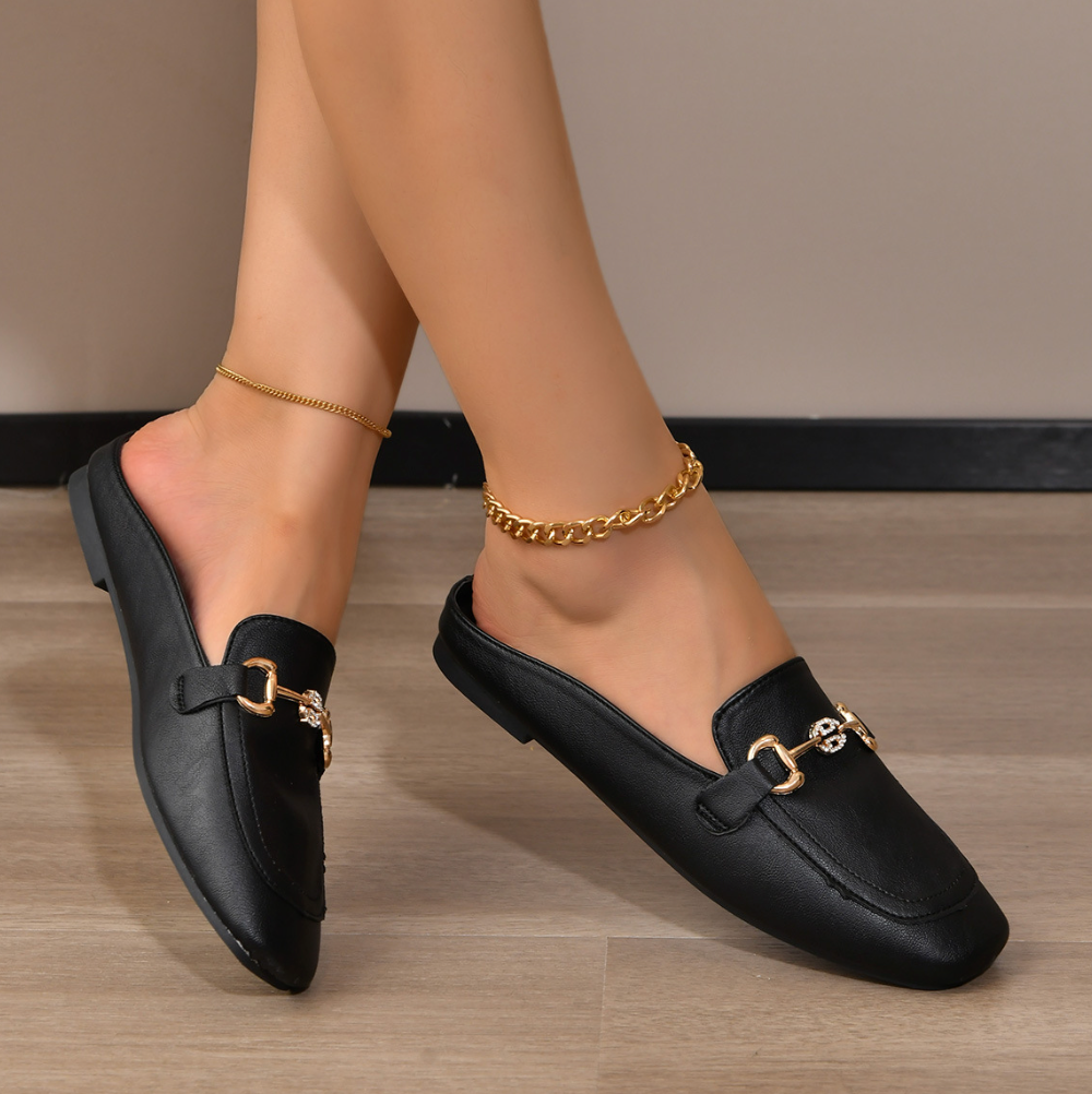 Diamond Ring Buckle Loafers