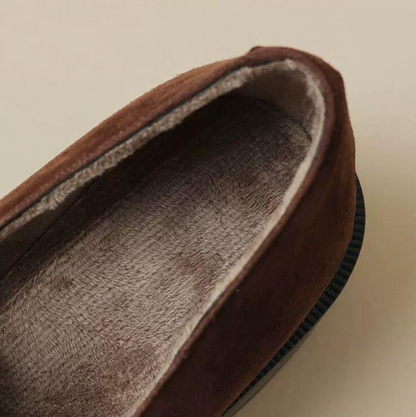 Suede Chunky Heel Loafers