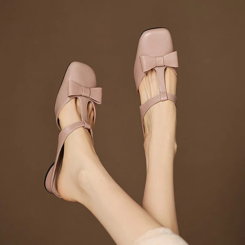 Square Toe Low Heel Slippers