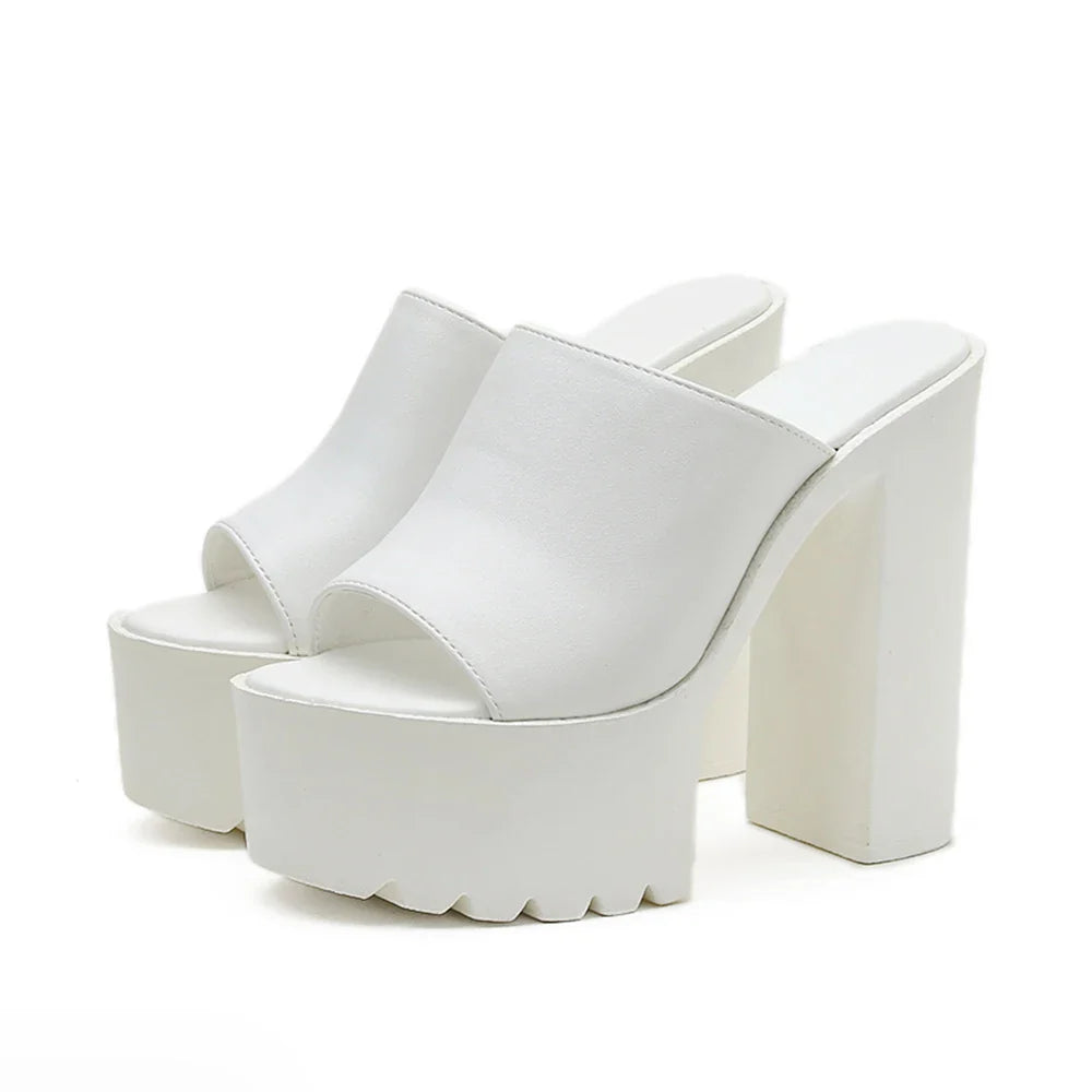 Semi-Shine Wedge Mules