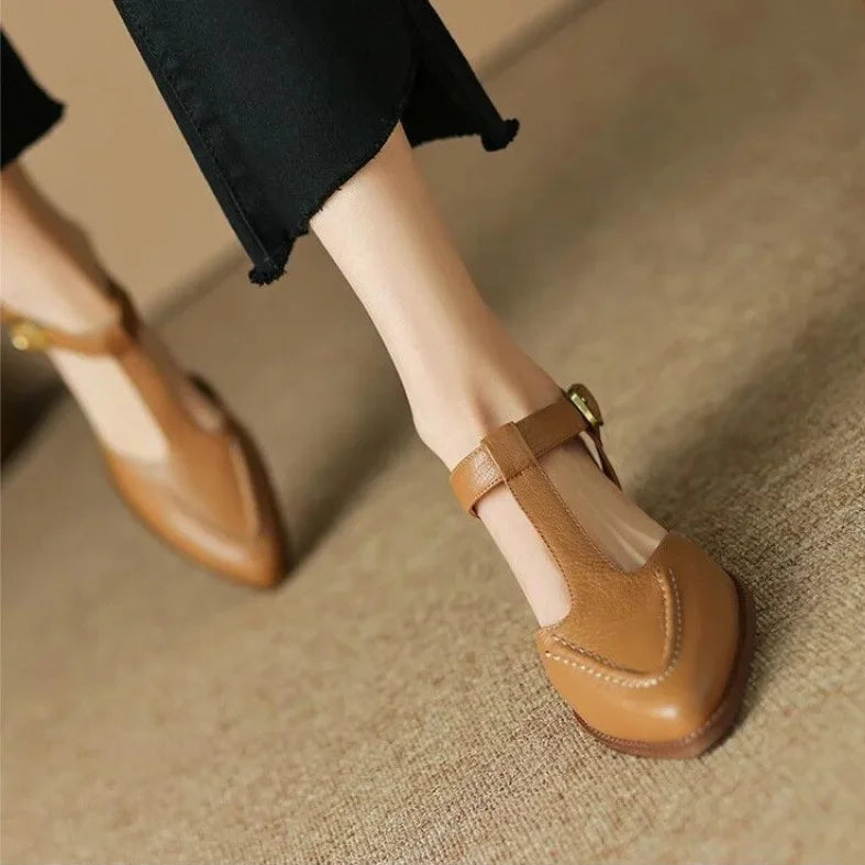Wide Strap Buckle Shoes
