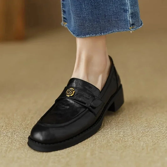 Retro Chunky Heel Loafers