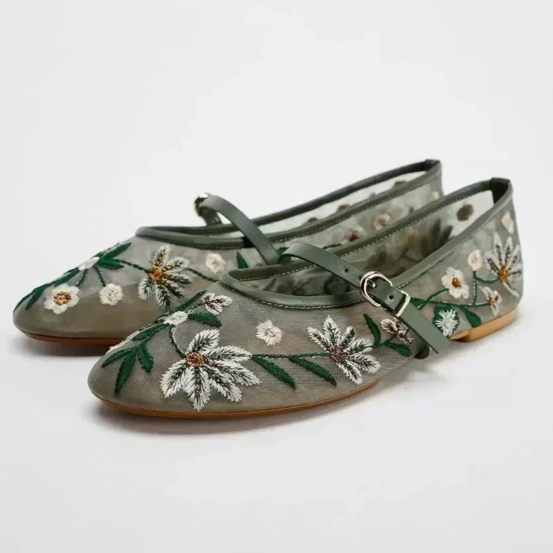 Embroidered Mary Janes