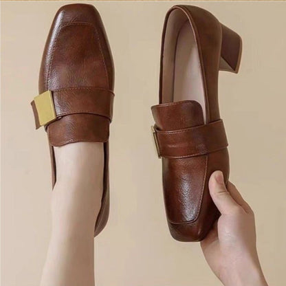Vintage Block-Heel Loafers