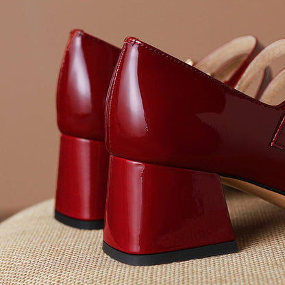 Block Heel Double Strap Shoes