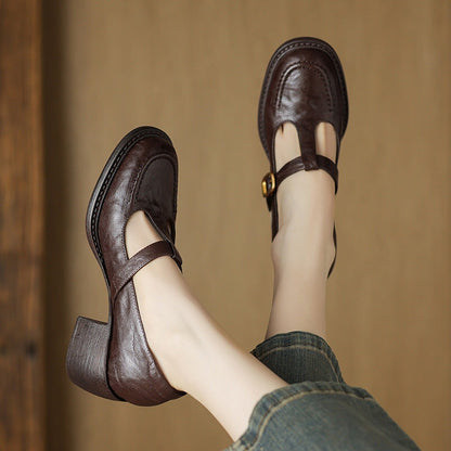 T-Strap Round Toe Pumps