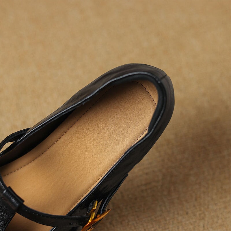 T-Strap Round Toe Pumps